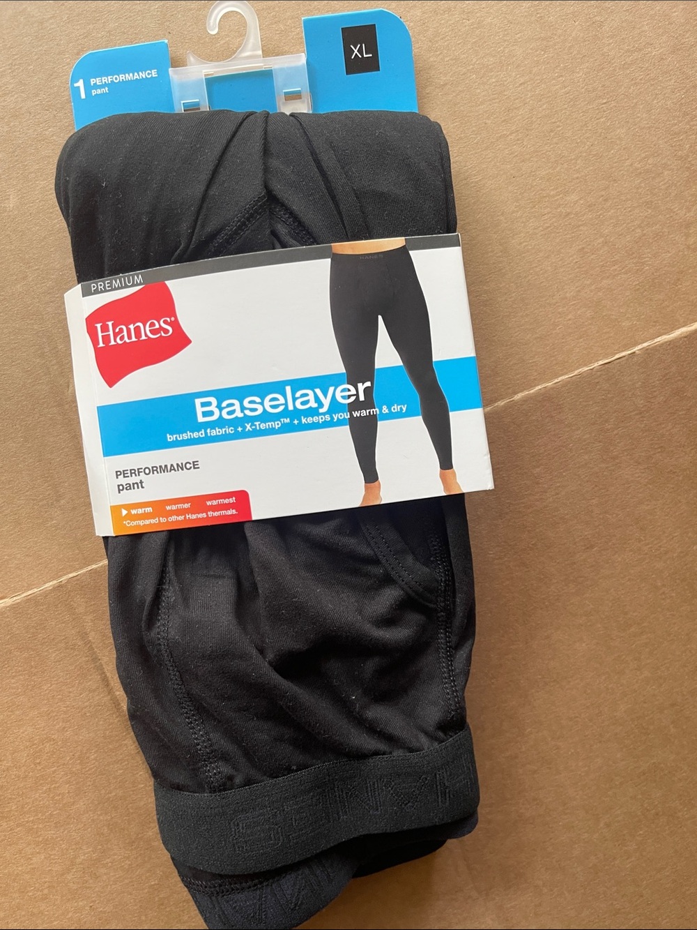 Hanes Black Baselayer Performance Pant - XL